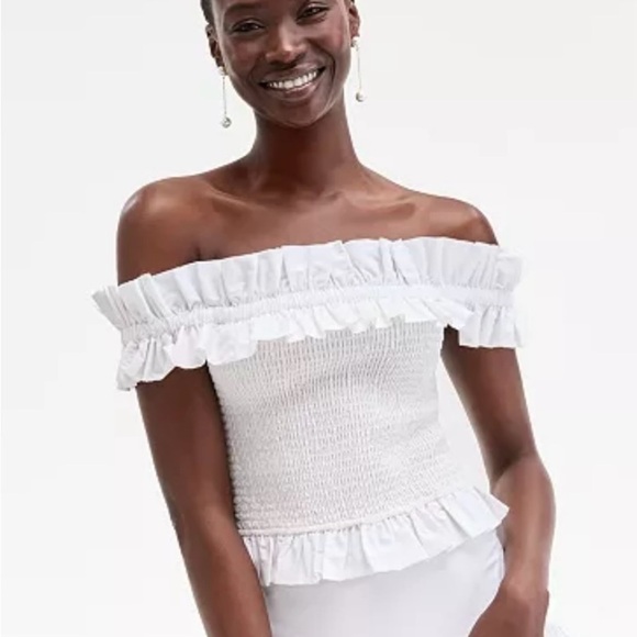 Brand new with tag White Off-Shoulder Ruffle shirred Top - Picture 7 of 10